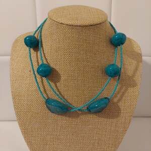 NY Turquoise Tone Beads 34" Necklace